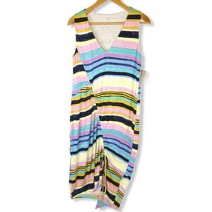RACHAEL Rachael Roy NWT Cinched A-Line Striped Dress Size M Navy Multi Colored